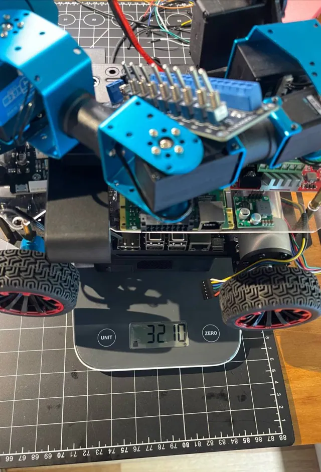 The whole robot assembled will be about 3.5kg (photo)