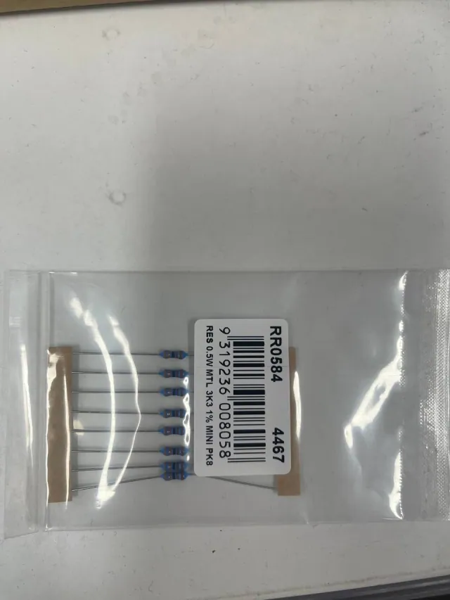 Resistors for the 5V -> 3.3V divider (photo 2)
