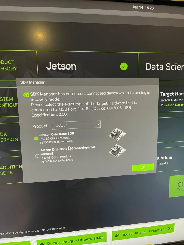 In the end I went back to the option with nvidia sdk manager (photo)
