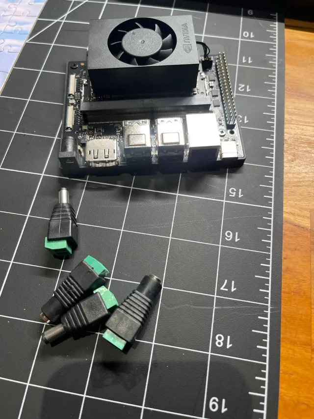 Also continued with the barrel jack for powering the Jetson (photo)